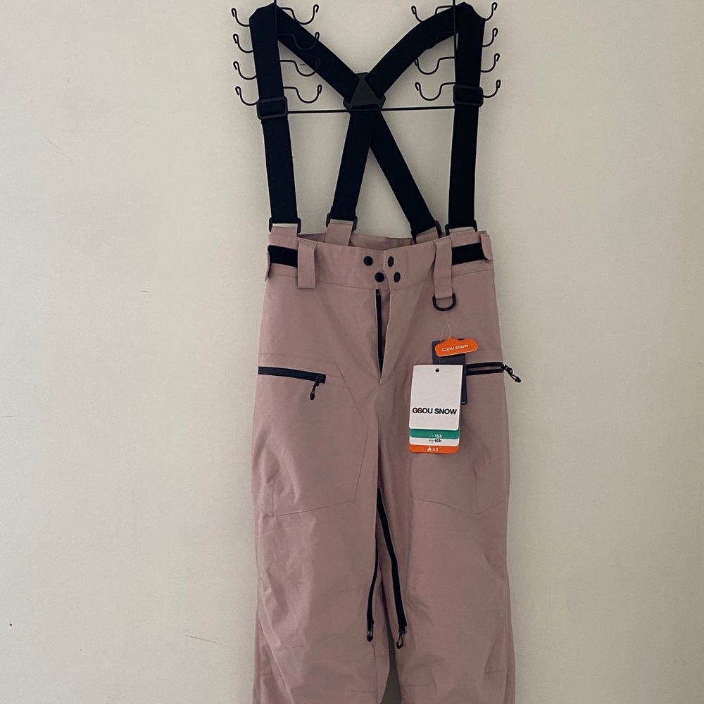 OSOU Snow Women's Mauve Boot Flare Snow Pants with Suspenders